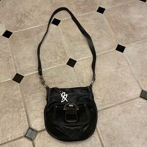 B. Makowsky soft leather crossbody bag in black with silver-tone hardware. EUC